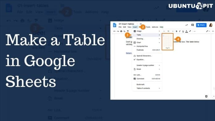 Make a Table in Google Sheets - Using Table Chart