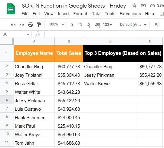 demo-datasheet-of-SORTN-fucntion-in-Google-Sheets