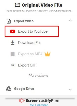 Export Video to Youtube