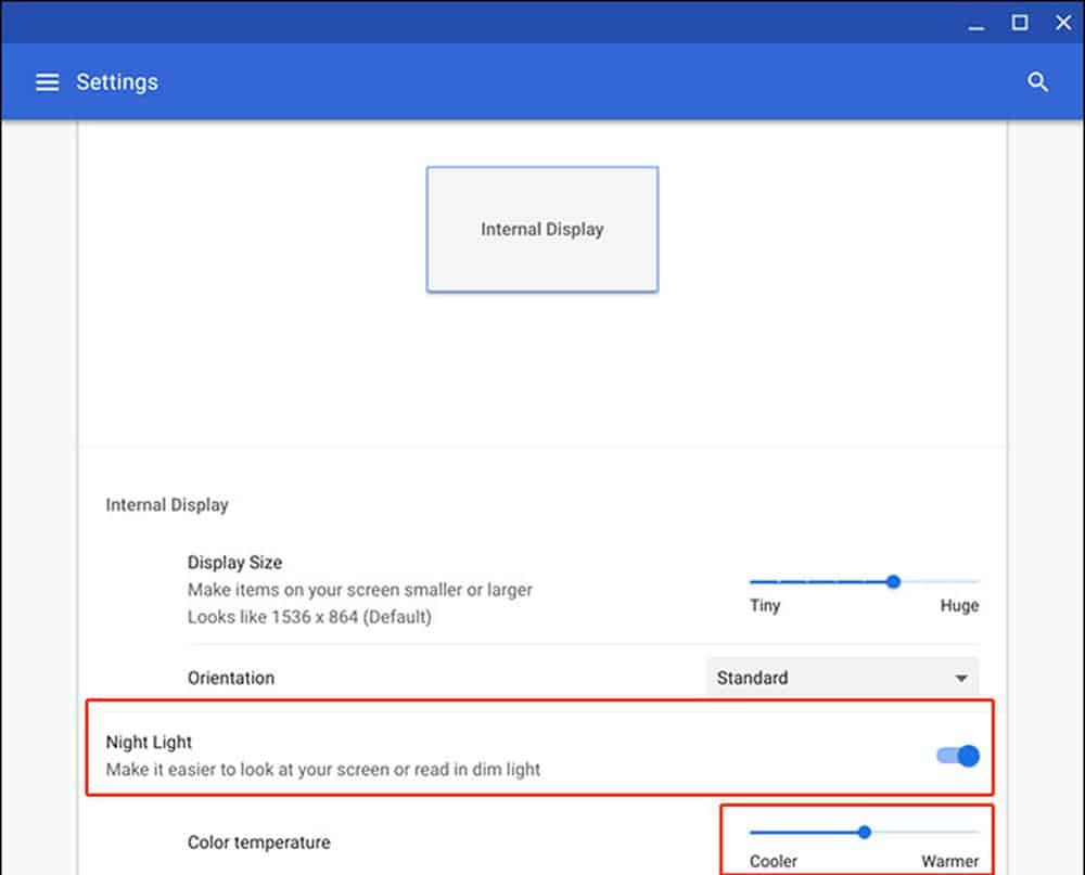 Enable Chromebook Night Light Feature