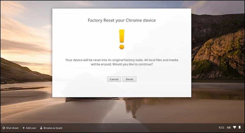 Factory Reset Message for Chromebook