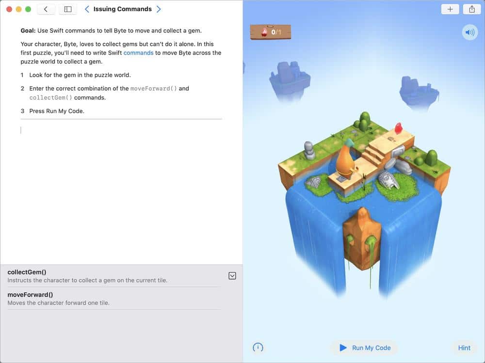 Swift playgrounds is a swift based free coding game.