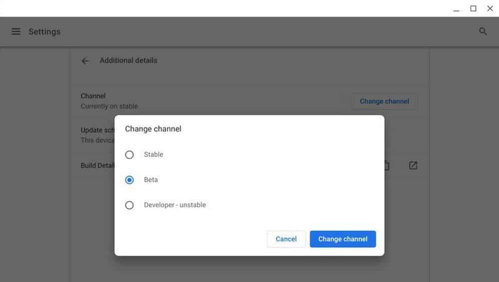 Switch ChromeOS Stable to Beta Version