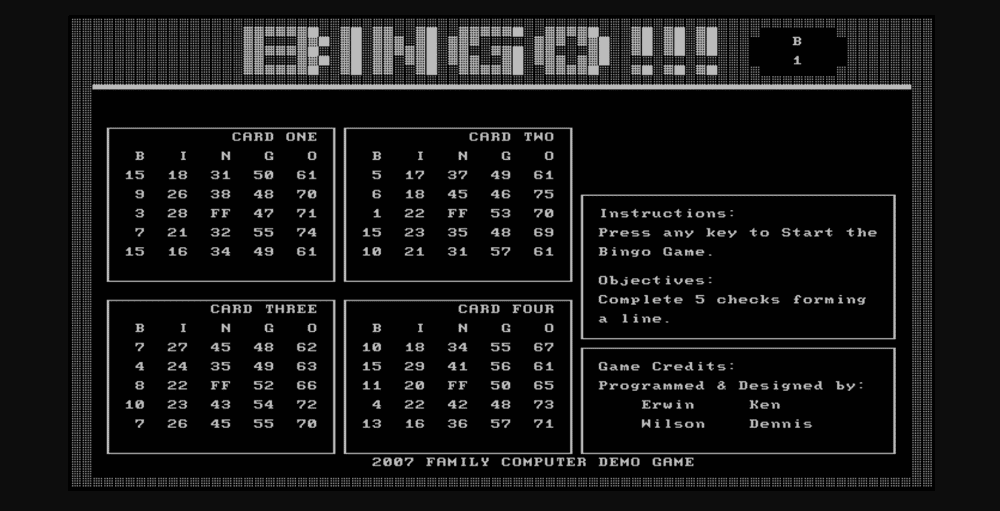 Bingo is one of the most unique C++ projects for beginners