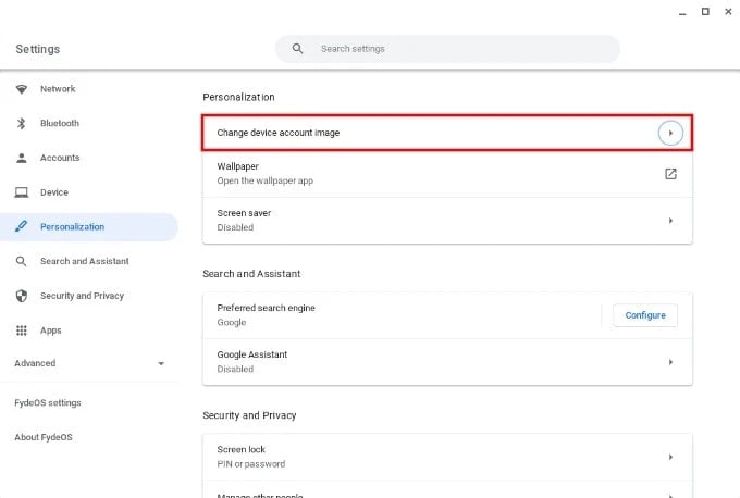 Chromebook Personalization Settings