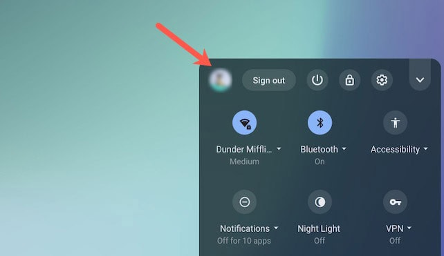 Chromebook Quick Settings Panel