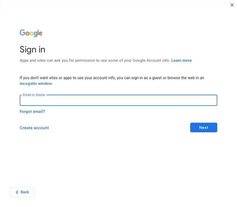 Google Sign in