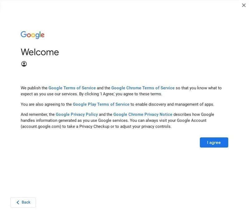 I agree Google Terms of Service