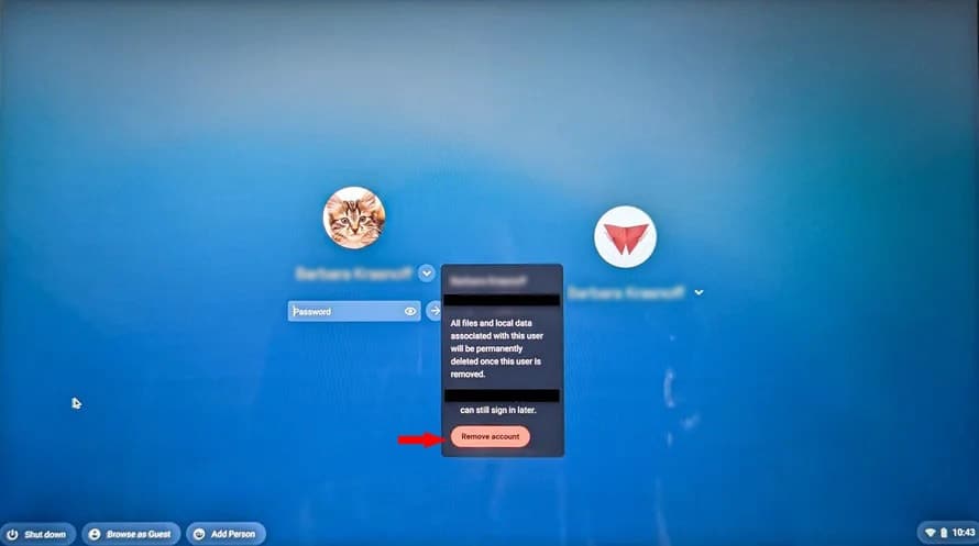 Remove Google User account on Chromebook
