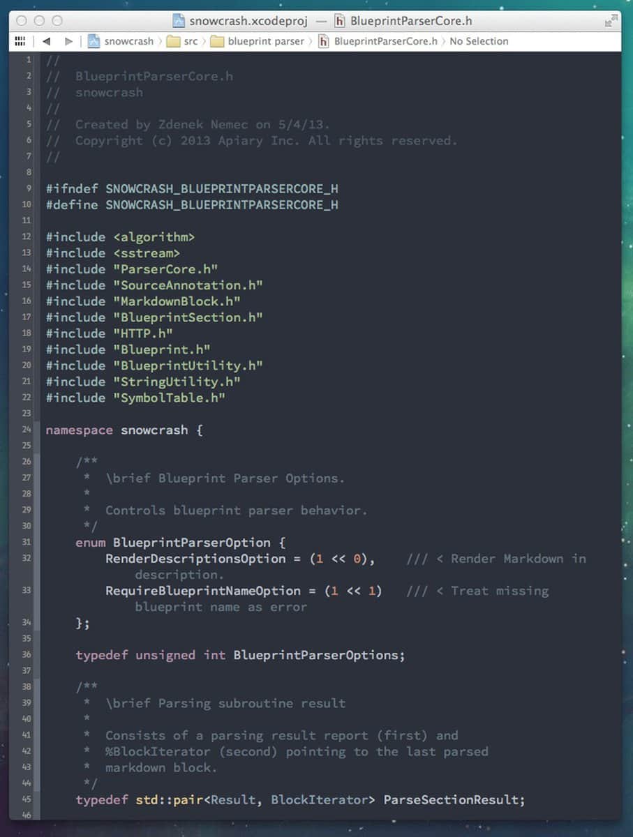 Space Gray and Silver Xcode theme.