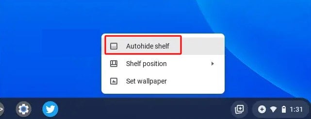 autohide shelf Chromebook