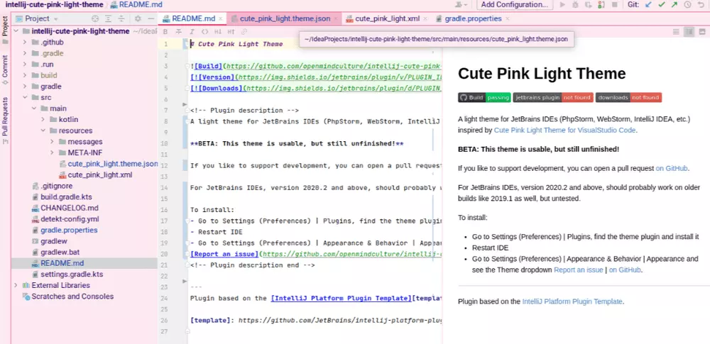 Cute pink theme for phpstorm