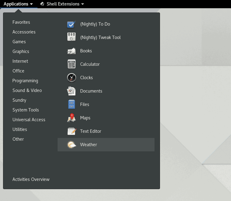 Applications Menu