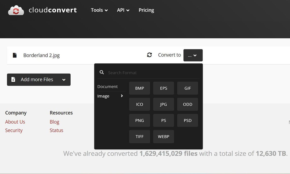 CloudConvert, file converter for Mac