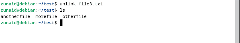 unlink command to delete file