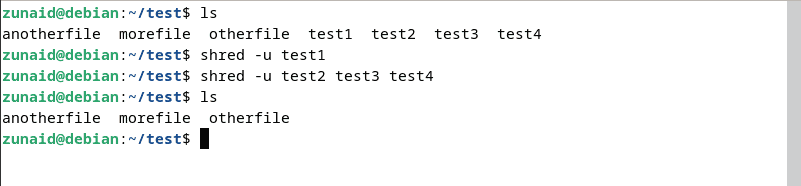 shred command to delete file