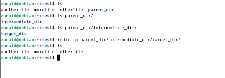 delete parent directories on Linux