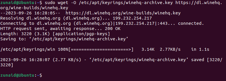 Download WineHq keyring
