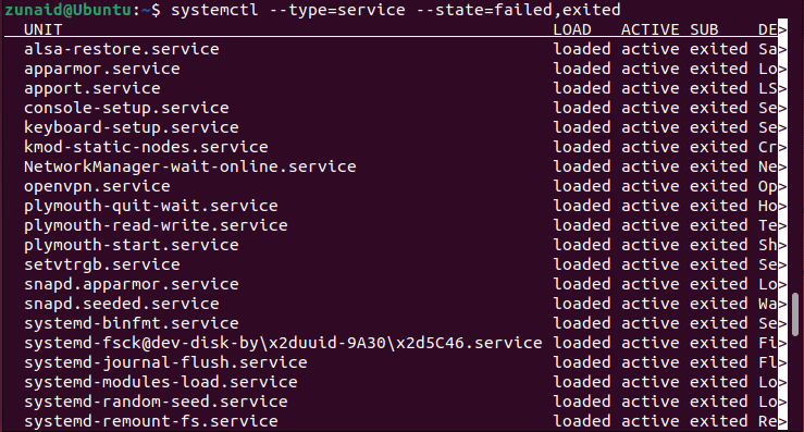 list services of multiple states using systemctl