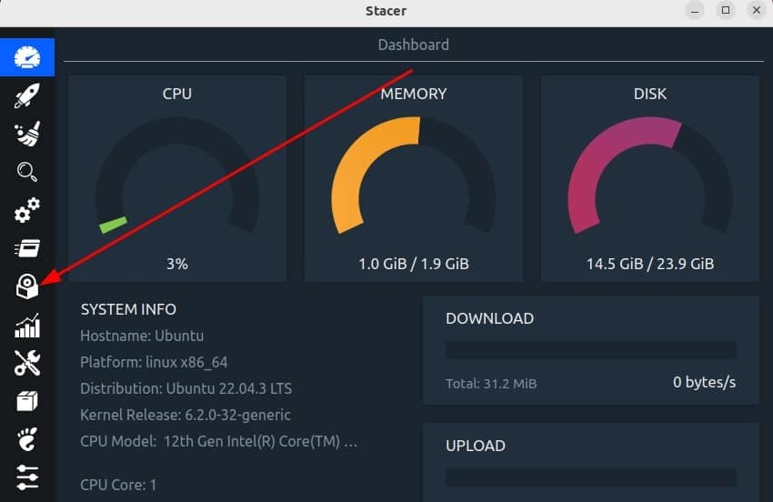 stacer uninstaller tab