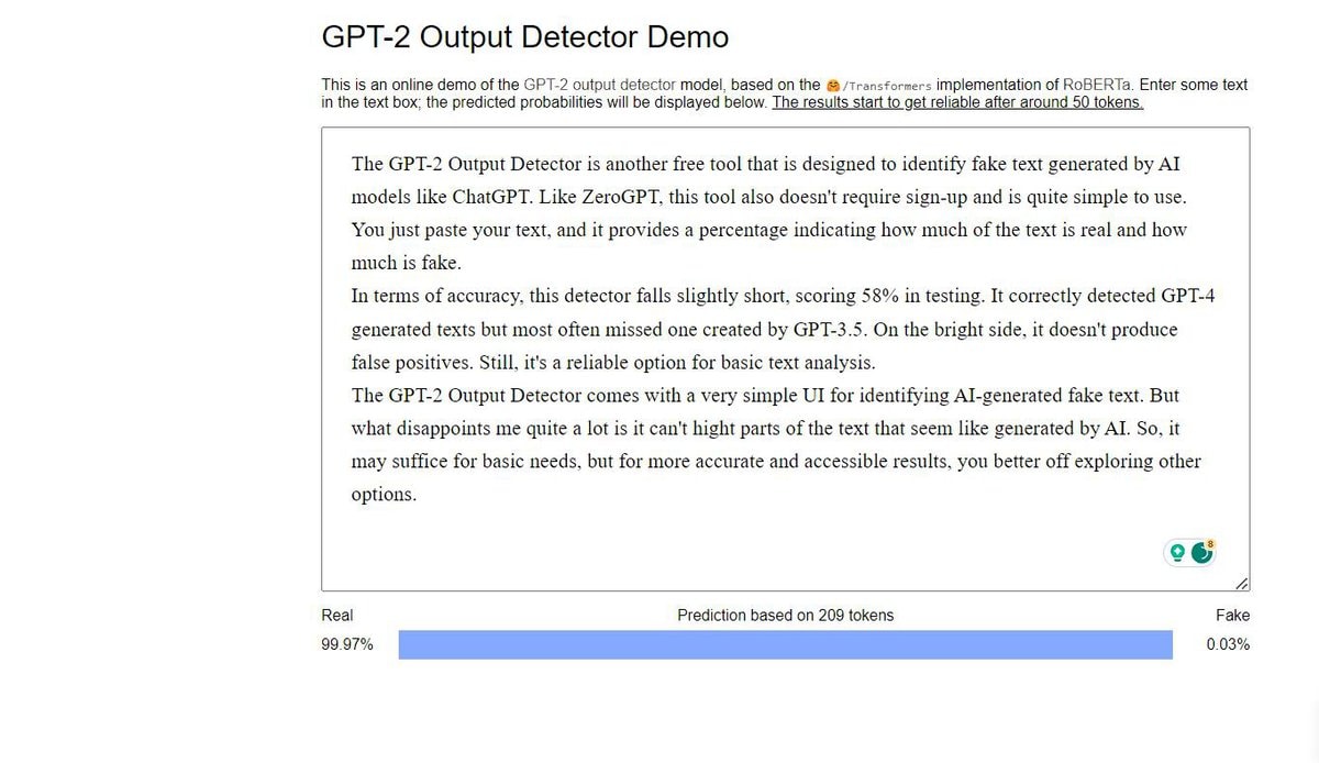GPT-2 Output Detector