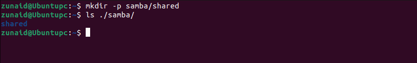 create directory for samba sharing