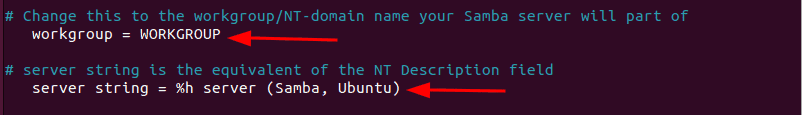 workgroup in samba configuration file