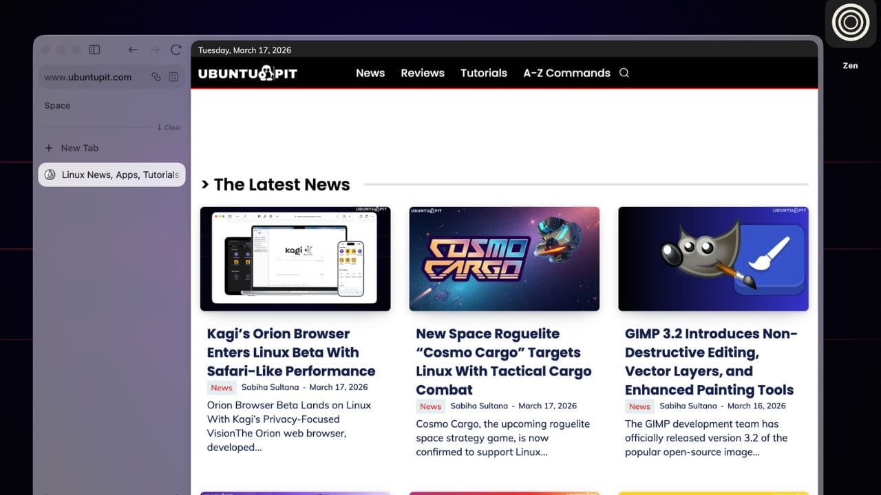 Zen Browser Inside Content